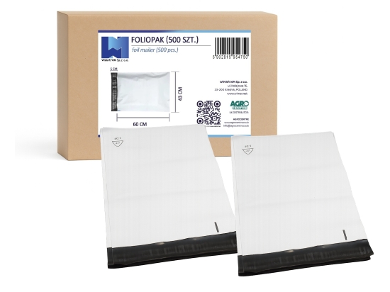 Foliopaki kurierskie A2 43x60cm, LDPE 55mikronów karton 500SZT
