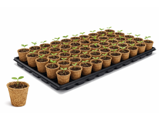 Kokosowe Bio doniczki do wysiewu, pikowania,  średnica 5cm, 100ml, 50sztuk