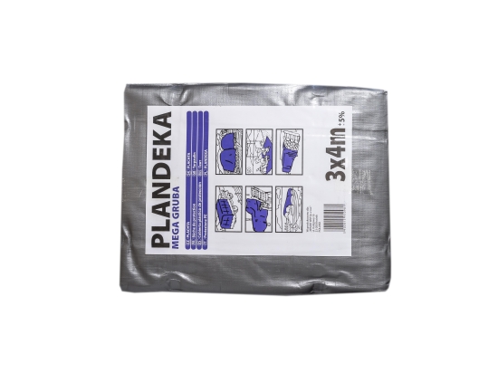 PLANDEKA PE  Mega Gruba, 260g/m2 Srebrno-Czarna,