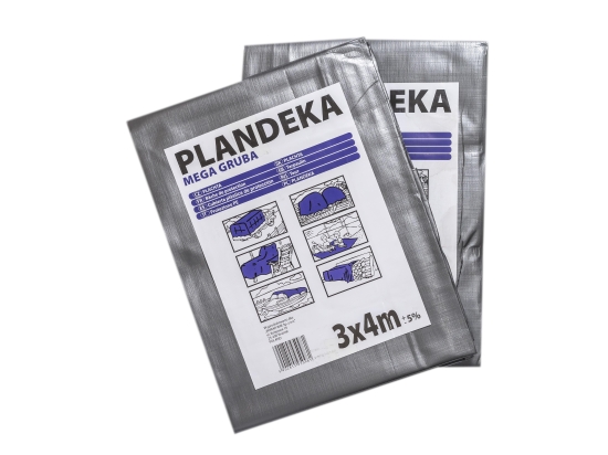 PLANDEKA PE  Mega Gruba, 260g/m2 Srebrno-Czarna,