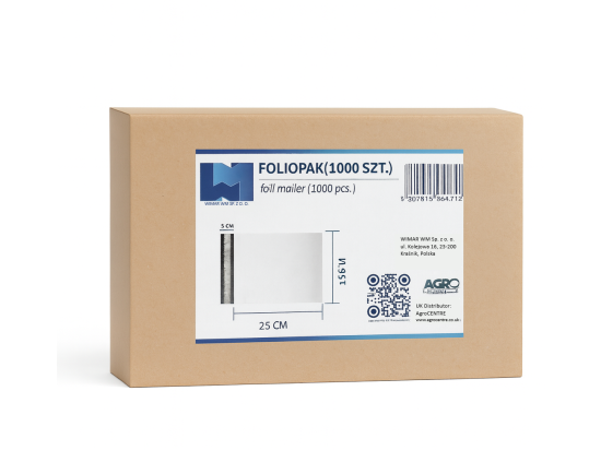 Foliopaki kurierskie B5 19 X 25cm, LDPE 55mikronów karton 1000SZT