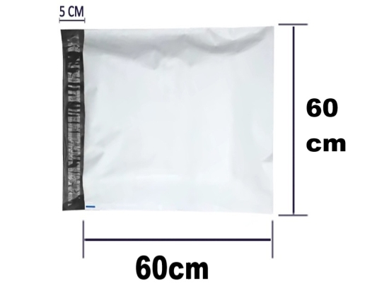 FOLIOPAK KURIERSKI F60: 60x60+5cm 100% LDPE 55mic 500szt 600x600mm