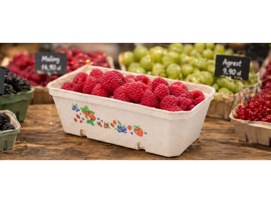 Pojemnik celulozowy na owoce 400gram, z nadrukiem, karton 420sztuk