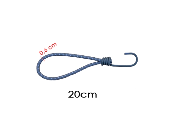 Guma elastyczna z metalowym hakiem 0,6x20cm, 10sztuk, do krokodylków, oczek