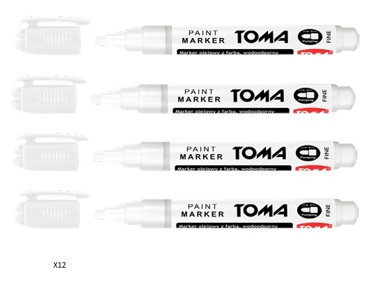 Markery ogrodowe olejowe niezmywalne 1,5mm, BIAŁY, op. 12szt