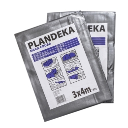 PLANDEKA PE  Mega Gruba, 260g/m2 Srebrno-Czarna,